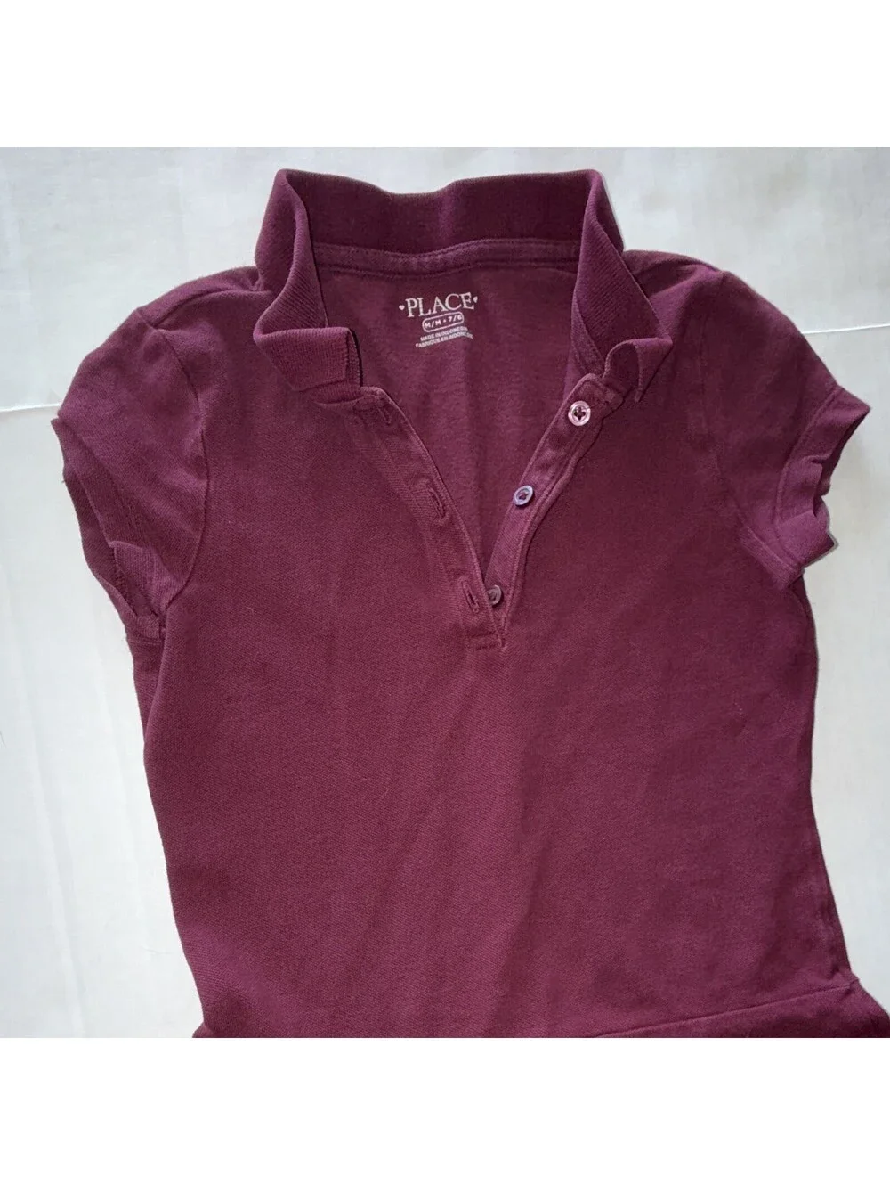 The Children's Place Girls Fit & Flare Collared Polo Dress Burgundy Knit M 7-8